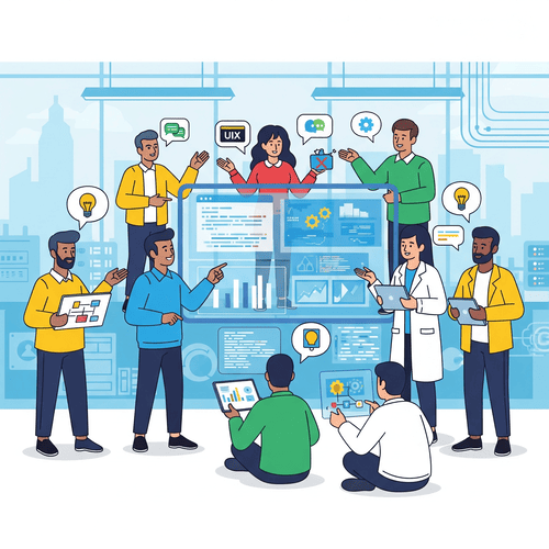 Ilustração de pessoas se comunicando