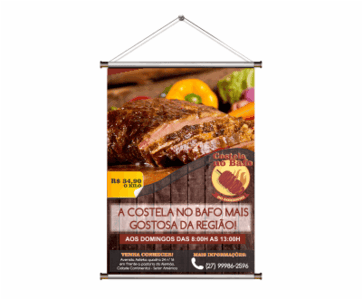 Banner de lona para divulgação de eventos ou produtos.