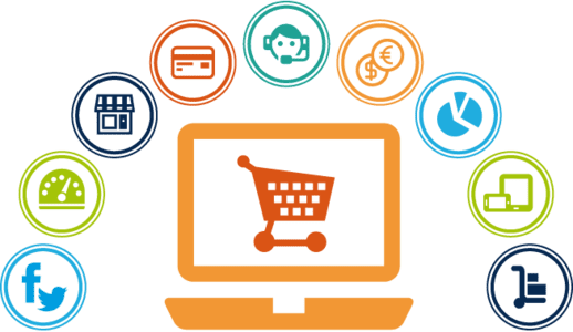 Design de loja virtual com produtos organizados e um carrinho de compras funcional.